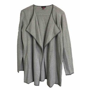 Vince Camuto Women’s Herringbone Cardigan Gray/White Size Large  Long Sleeve